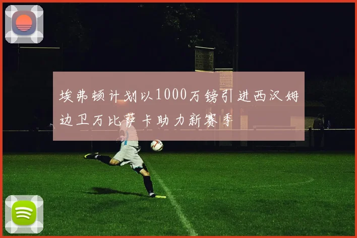 埃弗顿计划以1000万镑引进西汉姆边卫万比萨卡助力新赛季
